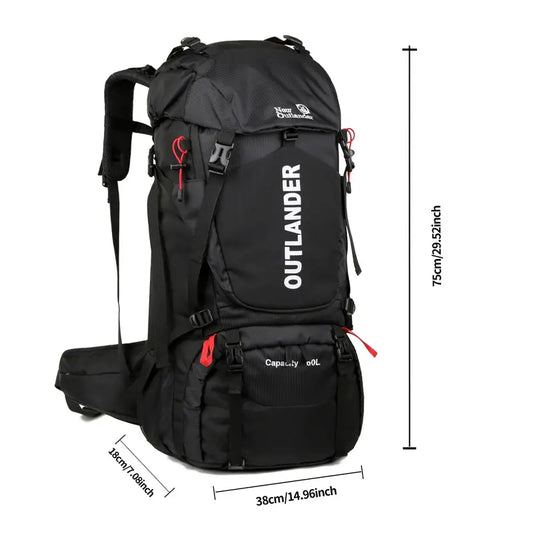 15.85 Gallon Ultralight Hiking Backpack - Durable Nylon Construction, Machine Washable, Breathable Mesh Padding Shoulder Straps, Multi-Compartment Design, Suitable for Camping,