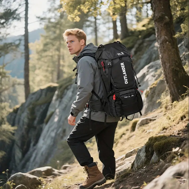 15.85 Gallon Ultralight Hiking Backpack - Durable Nylon Construction, Machine Washable, Breathable Mesh Padding Shoulder Straps, Multi-Compartment Design, Suitable for Camping,