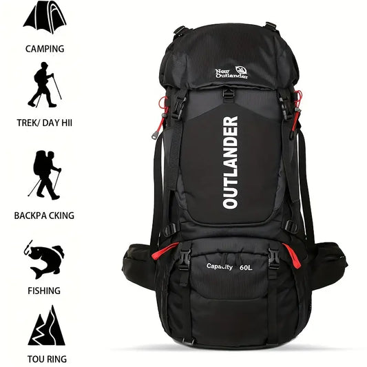 15.85 Gallon Ultralight Hiking Backpack - Durable Nylon Construction, Machine Washable, Breathable Mesh Padding Shoulder Straps, Multi-Compartment Design, Suitable for Camping,